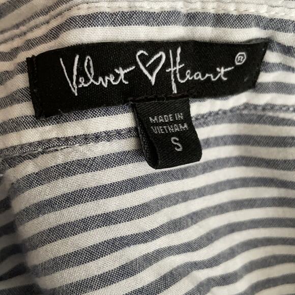 Velvet Heart navy white railroad stripe long sleeve button down - Picture 3 of 4